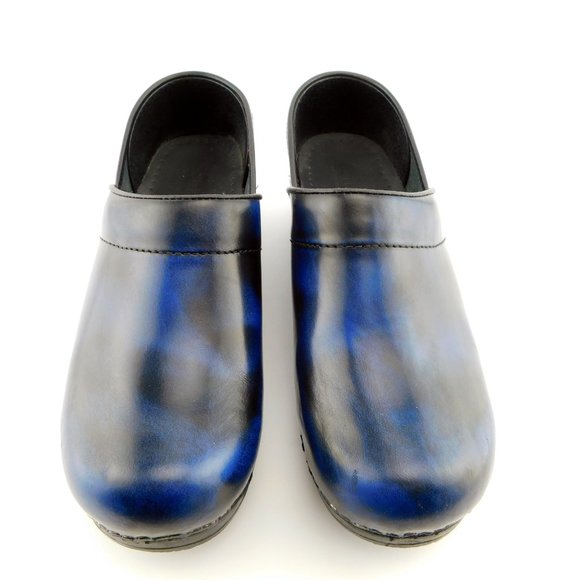 SANITA Blue Swirl Marble Leather Slip-on Comfort Clogs 39 - Picture 2 of 9